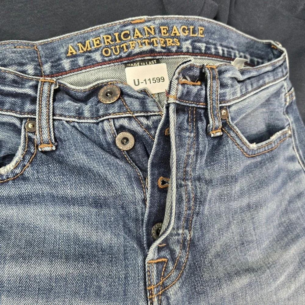 American Eagle Outfitters Men Jeans 30X34 Blue Denim Slim‎ Button 29